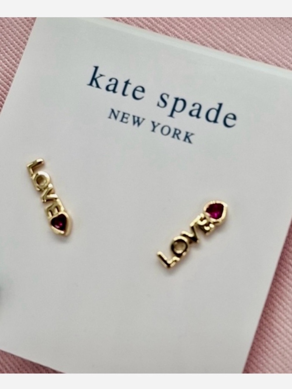 NEW Kate Spade Gold and Red Love Earrings
